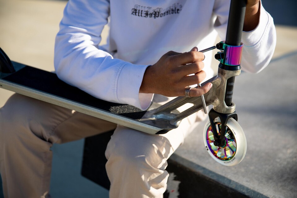 image 1 of Decathlon 120 mm Alu Core PU Freestyle Scooter Wheel - Neochrome/Transparent
