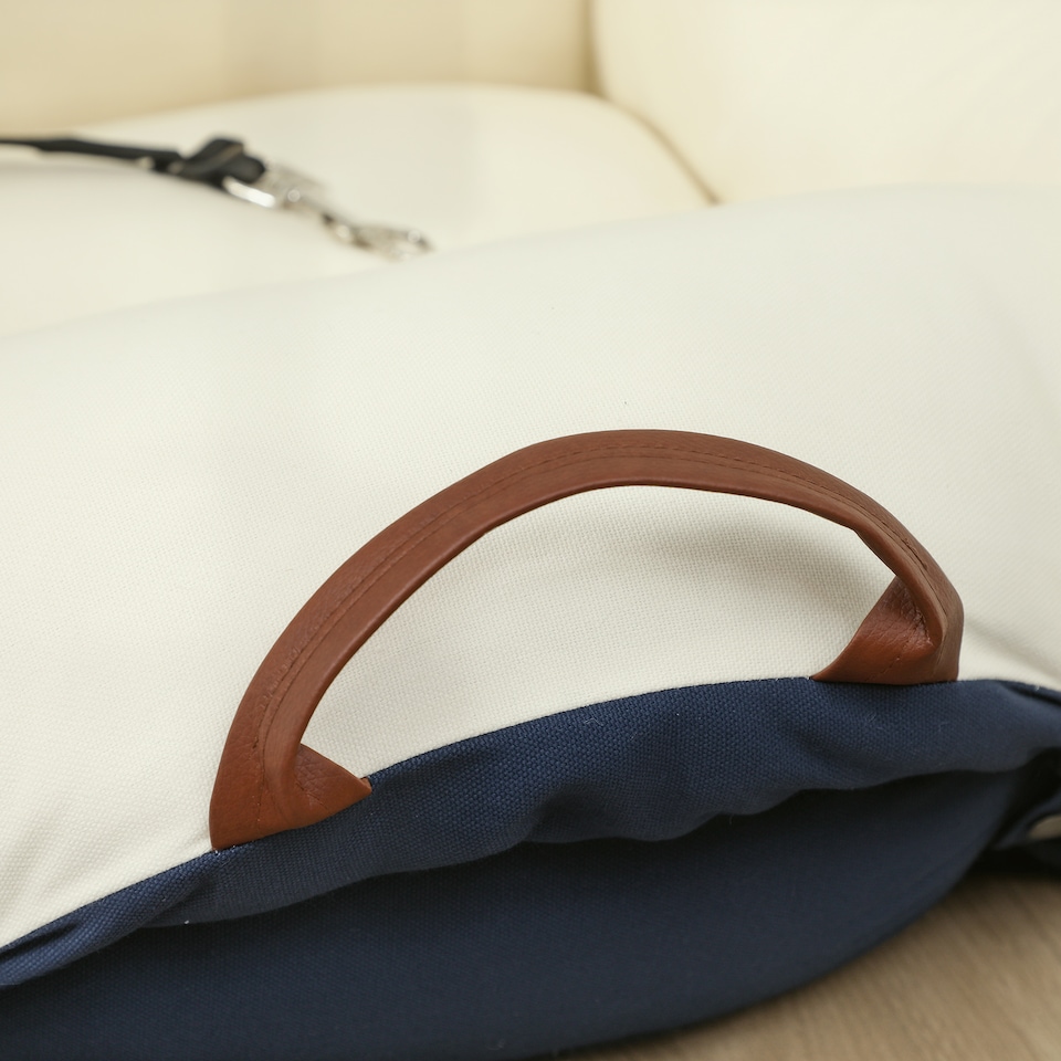 image 1 of PawHut Dog Car Seat, Cosy Pet Car Booster Seat for Small Dog Under 5 KG, Portable Travel Bed with Safety Tether, Detachable and Washable, Navy Blue