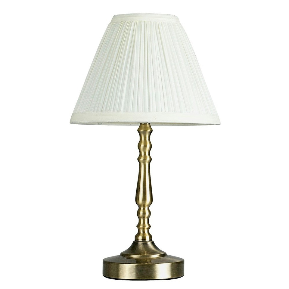 image 1 of ValueLights Vintage Antique Brass Touch Table Lamp With Pleated Cream Shade