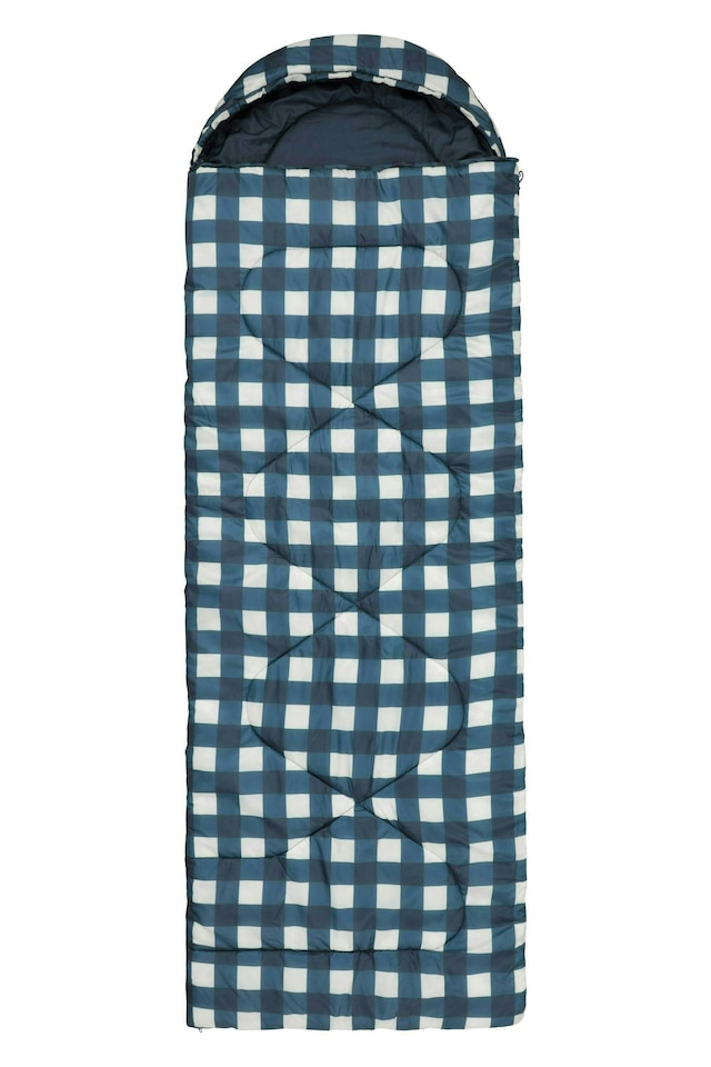 image 1 of Mountain Warehouse Apex 250 Square Sleeping Bag with Carry Bag Two Way Zip Bed | Blue
