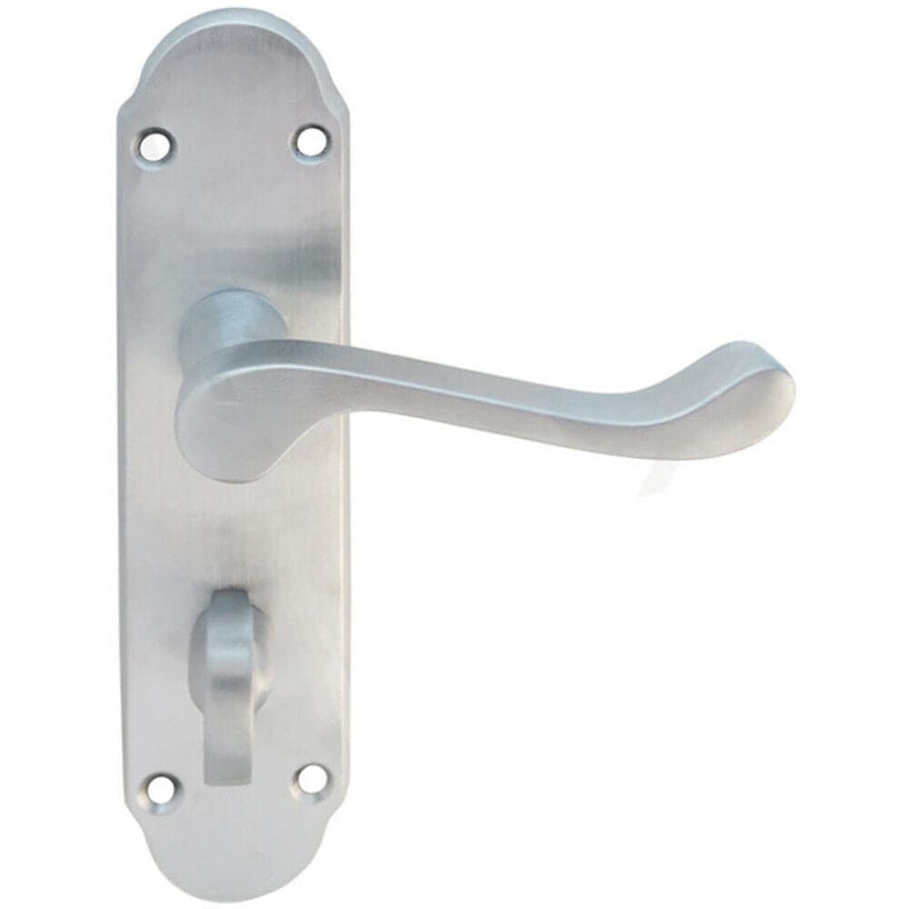 Loops PAIR Victorian Upturned Handle on Bahtroom Backplate 170 x 42mm Satin Chrome