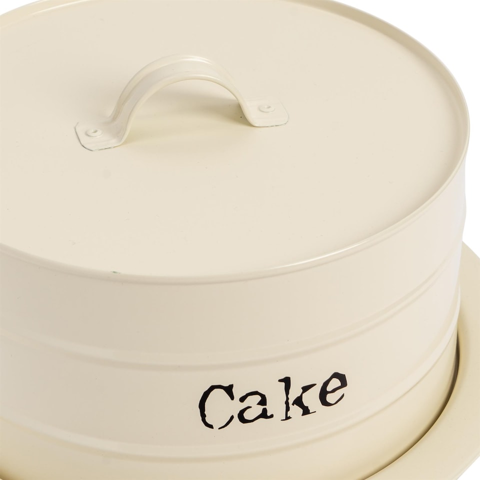 image 1 of Harbour Housewares Vintage Metal Kitchen Cake Tin - Cream