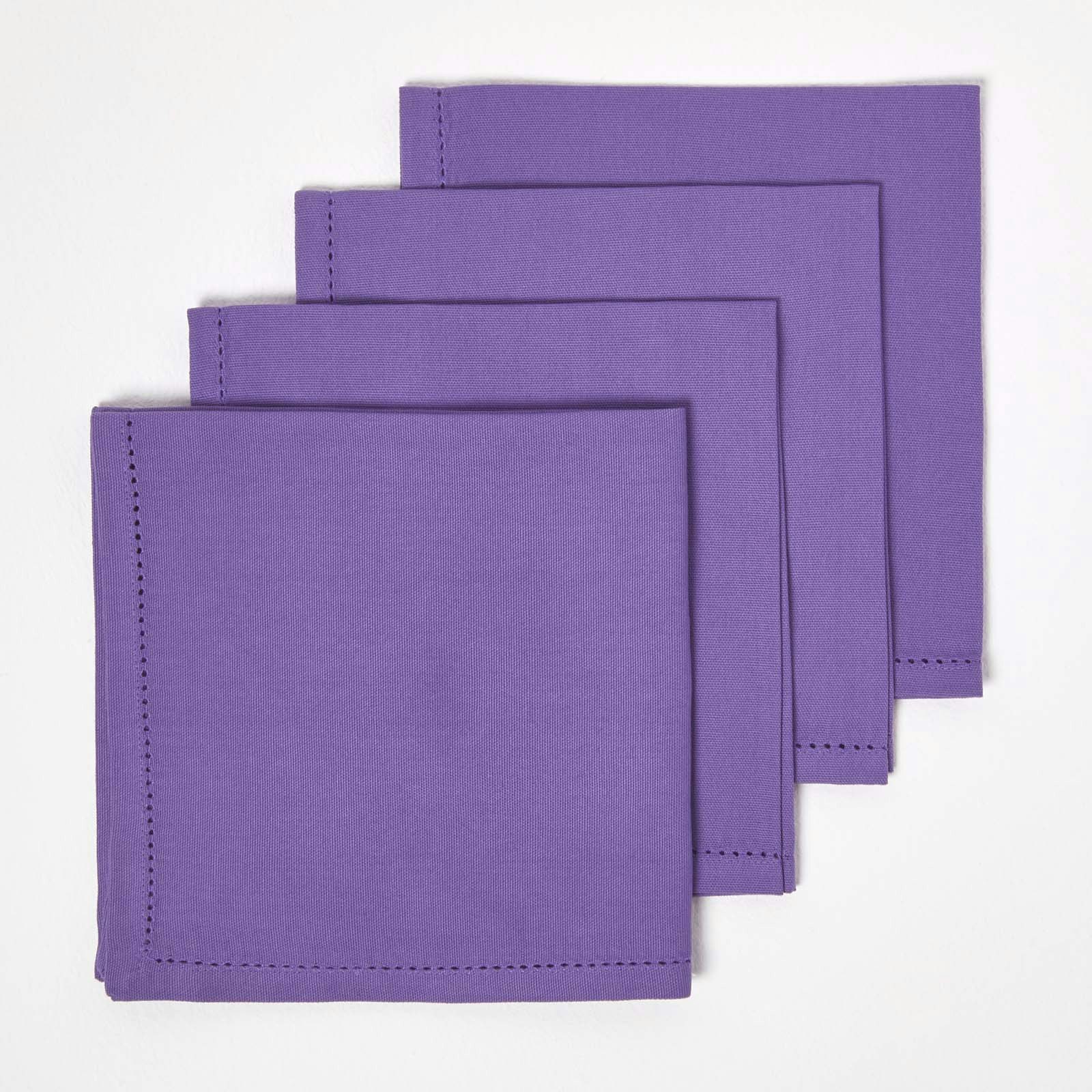 Homescapes Cotton Fabric 4 Napkins Set in Purple