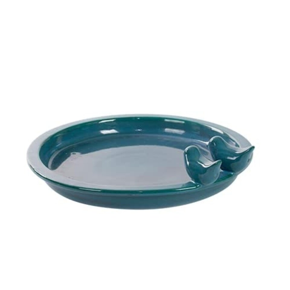 image 1 of Bird Bath Ceramic Round Petrol ( L)