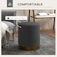 image 3 of HOMCOM Modern Round Footstool, Fabric Upholstered Foot Rest, Charcoal Grey