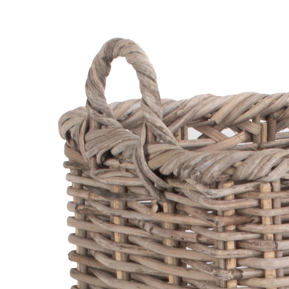 image 1 of Square Rattan Umbrella Basket | Grey | Grey | One Size