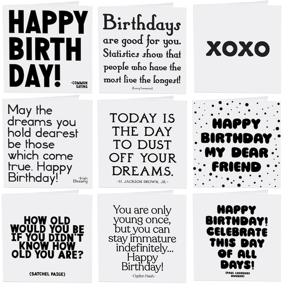image 1 of Quotable Birthday Greetings Cards 9 Multipack Assorted