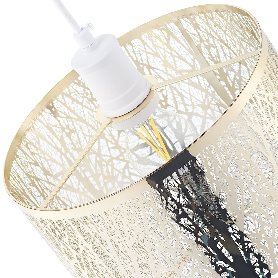 image 1 of Unique and Beautiful Brushed Gold Metal Forest Design Ceiling Pendant Shade | Gold | Gold | 1