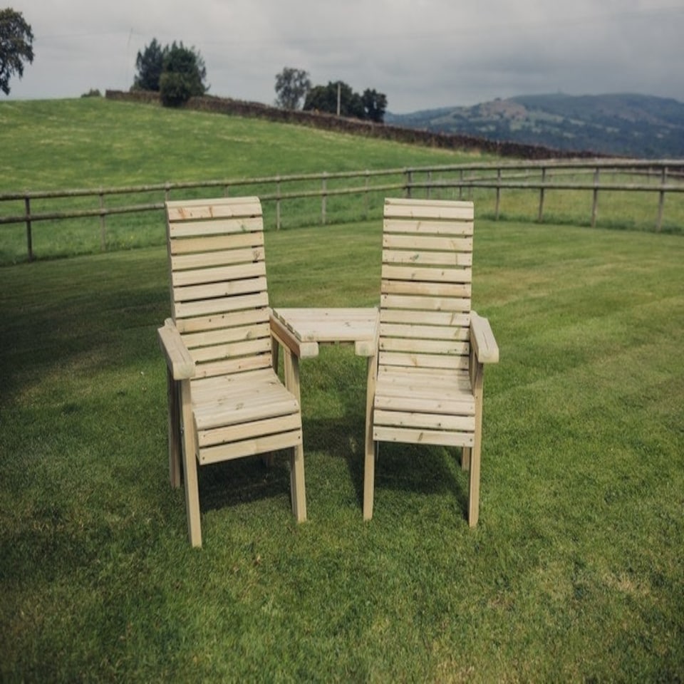 image 1 of Ergonomic Companion Set, Wooden Garden Love Seat - Angled - L100 x W170 x H105 cm - Fully Assembled