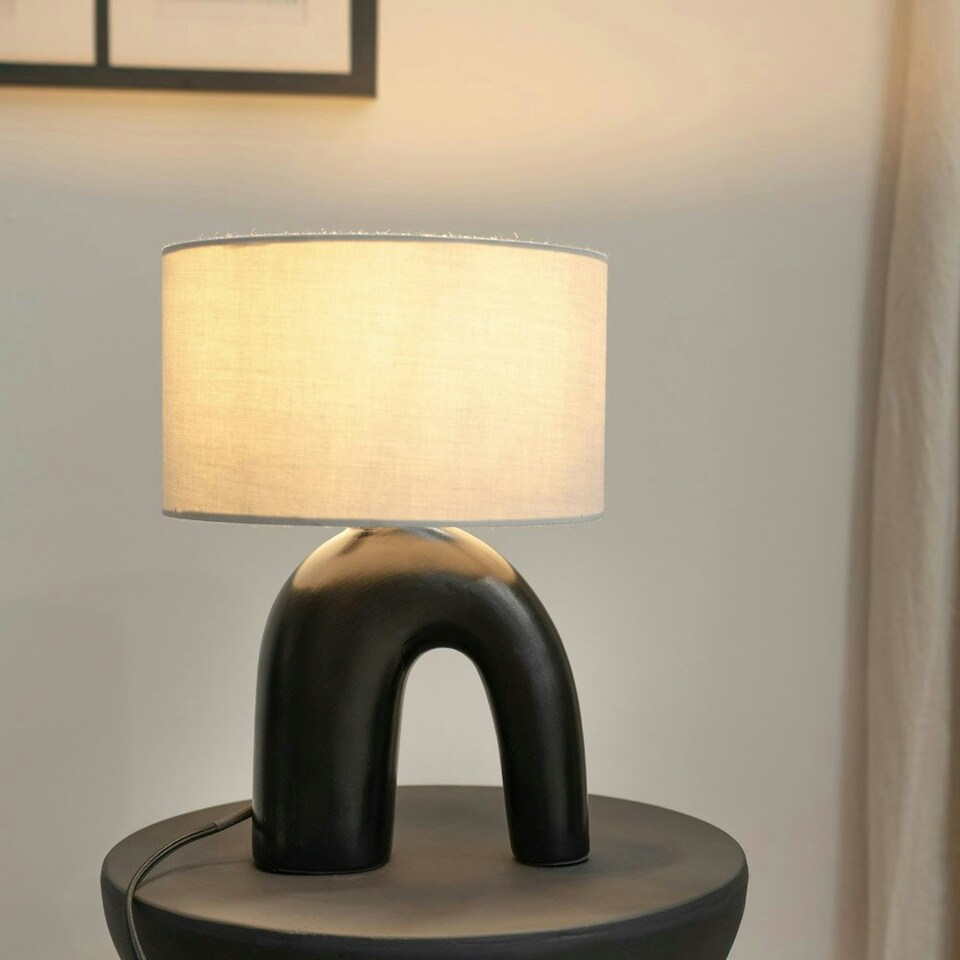 image 1 of ValueLights Lia Black Arch Abstract Ceramic Table Lamp Base Black