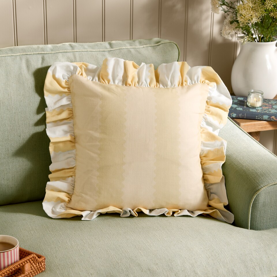image 1 of Wylder Birdie Stripe Ruffle Cushion