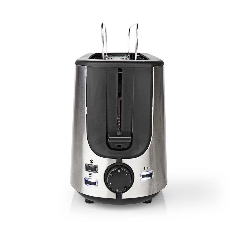 image 1 of Long Slot Toaster, Long Slice or 2 Slice Stainless Steel Toaster with Bun Warming Rack, 6 Browning Levels, Removeable Crumb Tray, Defrost and Reheat, 1000W