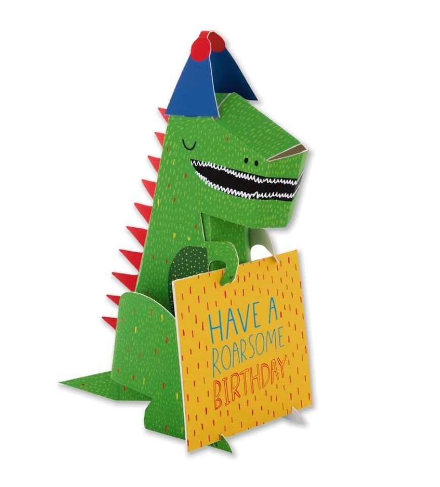 image 1 of 3D Pop-Up Dinosaur Design Birthday Card