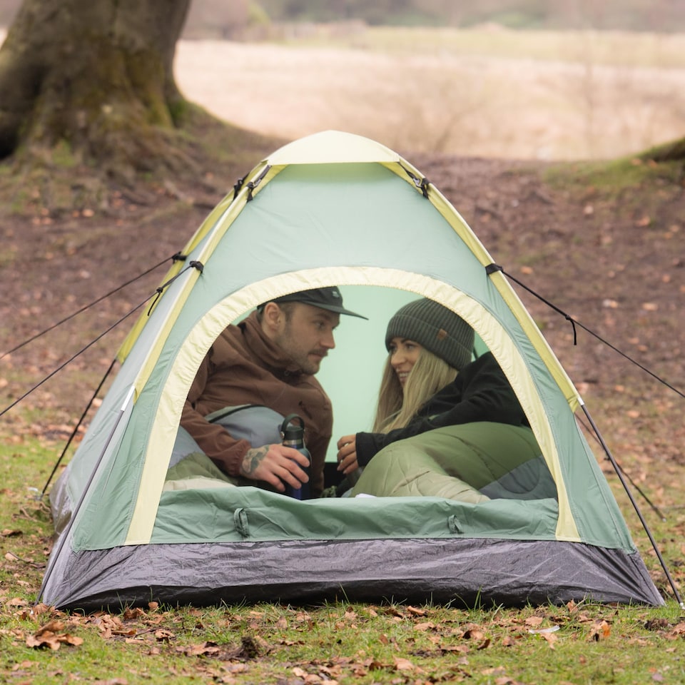 image 1 of Six Peaks Revel 2 Person Camping Tent, Lightweight Festival Dome Shelter, 1500mm Water Resistant Polyester, Easy Pitch Fibreglass Poles, Carry Bag, Green