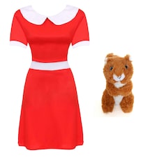 Spoilt Golden Ticket Winner Costume Dress & Squirrel Red | M