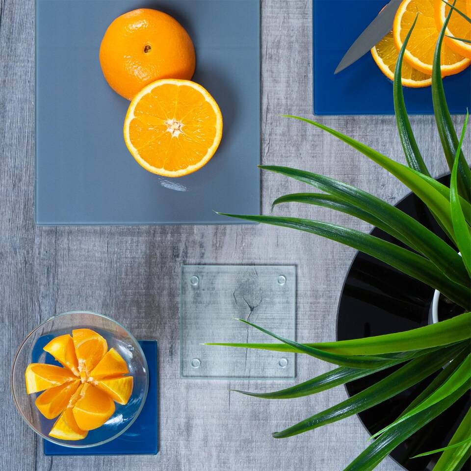 image 1 of Harbour Housewares Glass Square Coasters - 10cm - Hague Blue - Pack of 6