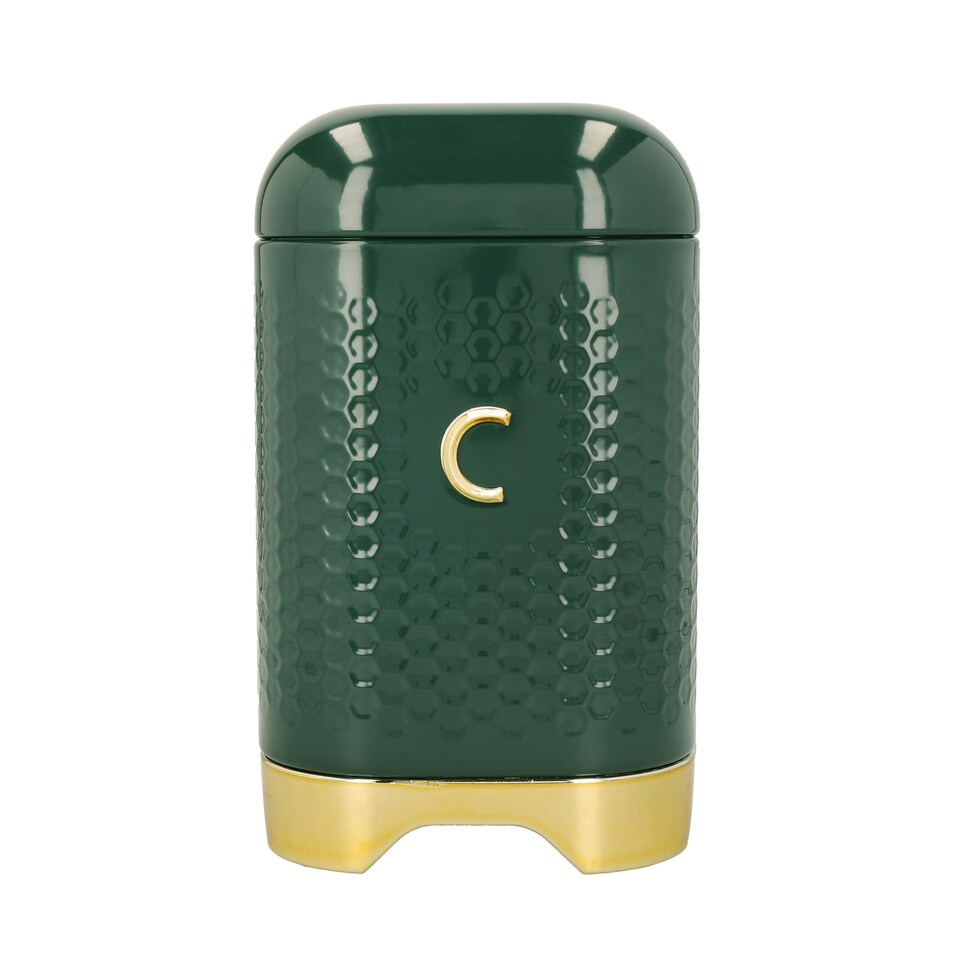 image 1 of Lovello Coffee Canister Green Textured 11x11cm