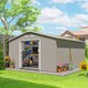 image 2 of Outsunny 13 x 11ft Metal Garden Shed, Outdoor Storage Tool House with Ventilation Slots, Foundation Kit and Lockable Double Doors, Light Grey