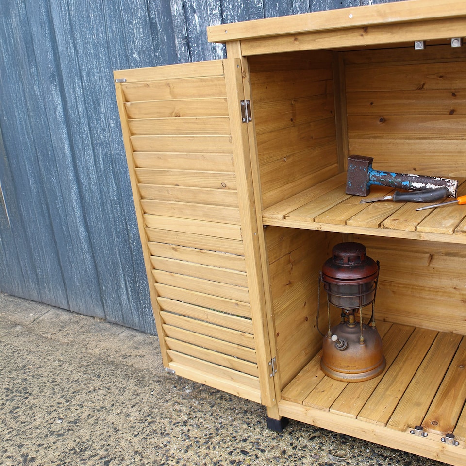 image 1 of Wooden Garden Shed Outdoor Store Cupboard Tool Storage Lawn Mower Wood Cabinet