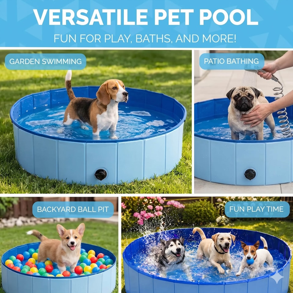 image 1 of Foldable Dog Swimming Pool Heavy Duty PVC Pet Bath Tub