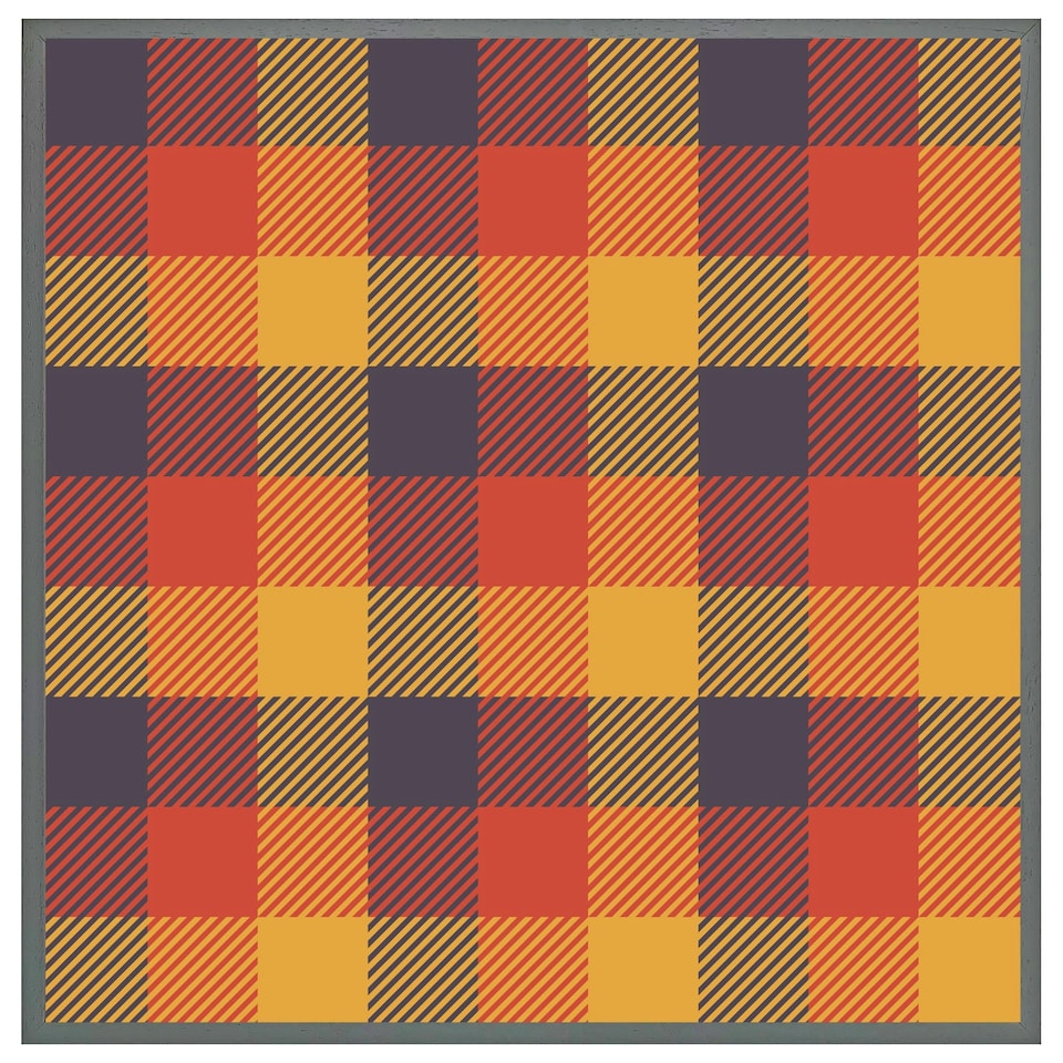 image 1 of Orange check pattern (Picture Frame) White | S