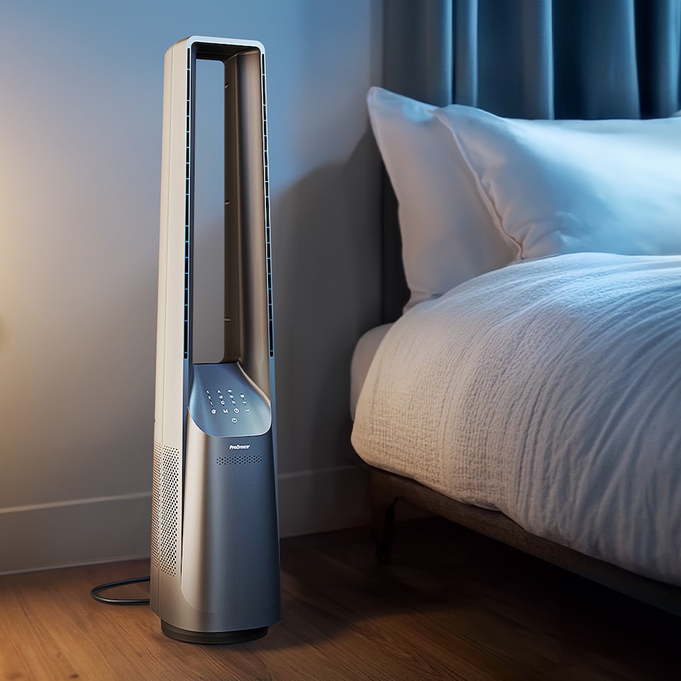 image 1 of Pro Breeze Bladeless Tower Fan - Silver