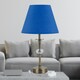 image 3 of Set of 2 Antique Brass Lamps with Facet Detail and Royal Blue Shades Bronze | Blue