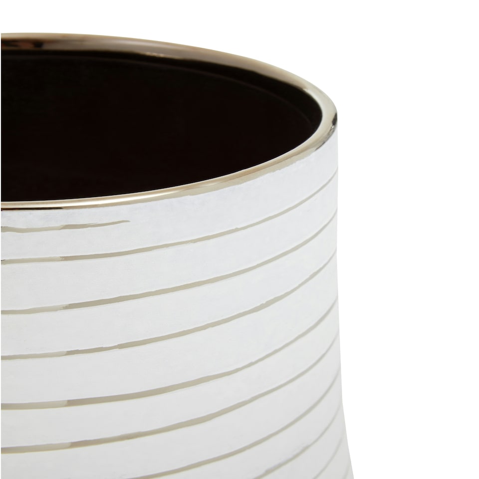 image 1 of Haldis Large White Silver Ceramic Planter White
