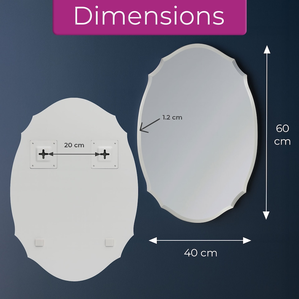 image 1 of Neo Ellipse Frameless Wall Mirror 60x40cm Frameless Bevelled Edge Mirror