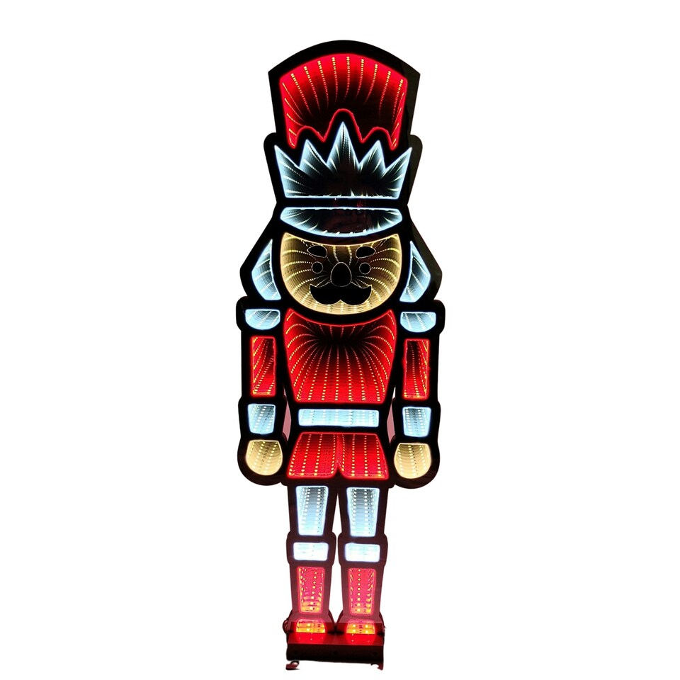 image 1 of 74cm LED Infinity Light Nutcracker - Red & White