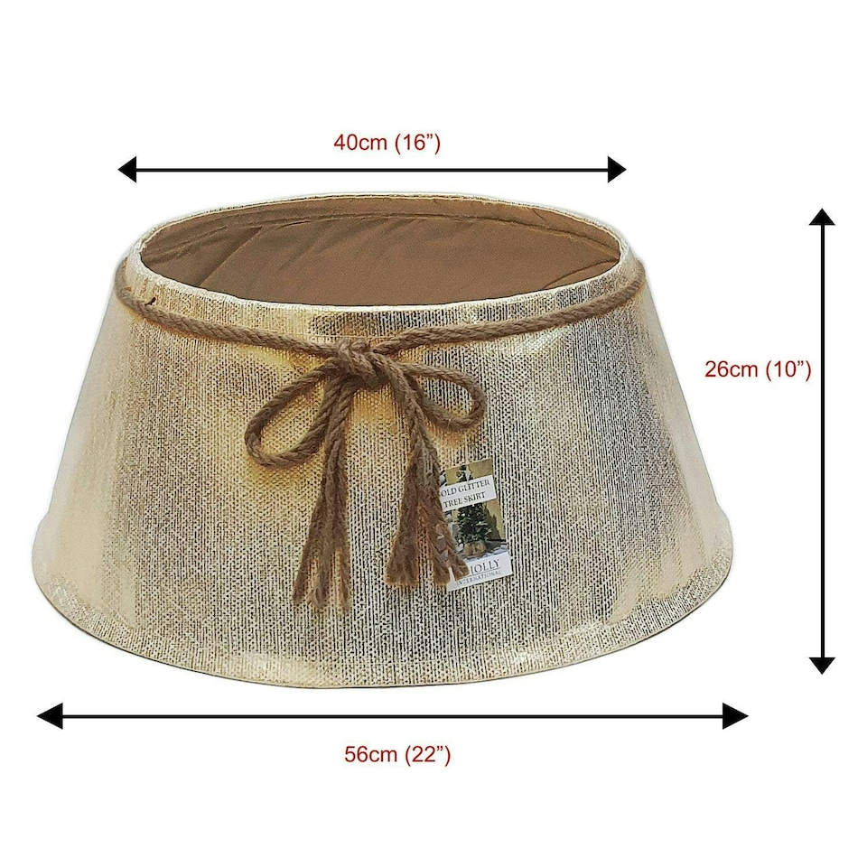 image 1 of Holly International Gold Shimmer Christmas Tree Skirt Collar