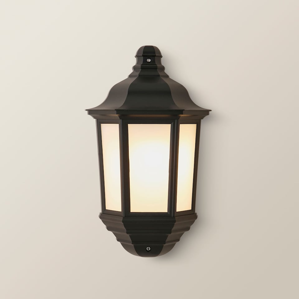 image 1 of ValueLights Black Aluminium IP44 Rated Outdoor Porch Wall Mounted Flush Lantern | Black