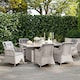 image 7 of Outsunny 6 Seater Rattan Dining Set, Luxury Round PE Rattan Garden Furniture Set with Cushions, Aluminium Outdoor Dining Table and Chairs with 6 Armchairs, Rectangle Glass Top Table, Grey