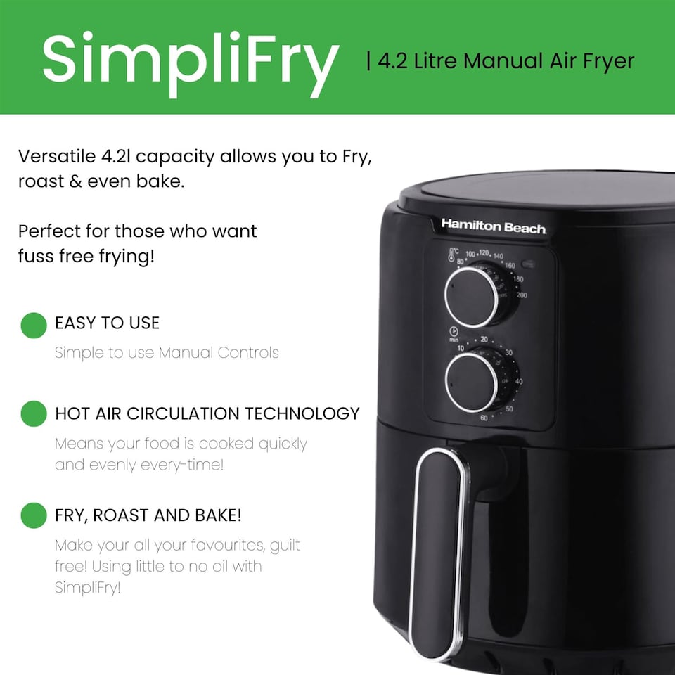image 1 of Hamilton Beach SimpliFry 4.2L Manual Air Fryer