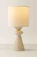 image 4 of ValueLights Cady Stone Effect Natural Table Lamp with Drum Shade & Bulb | Cream