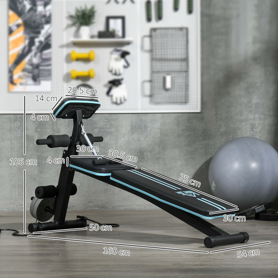 image 1 of HOMCOM Foldable Dumbbell Bench Weight Training, 7 Incline Adjustable, Blue