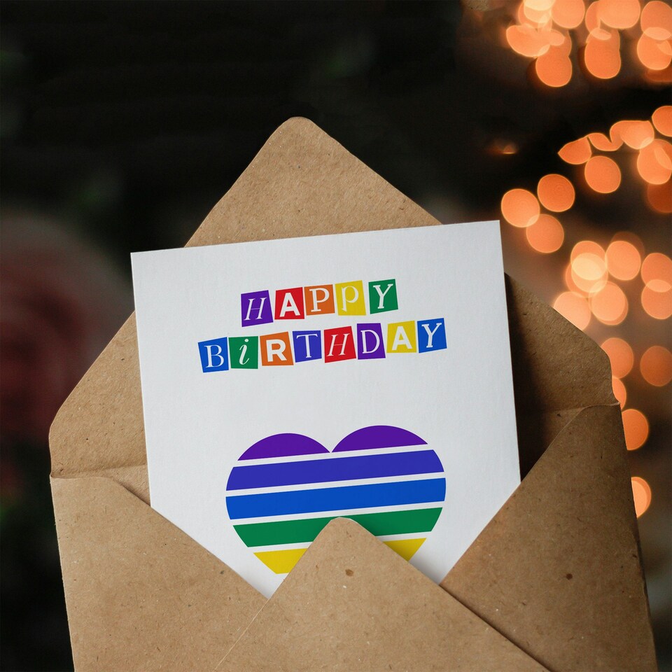 image 1 of Wonderful Rainbow Stripes Love Heart Partner Birthday Card