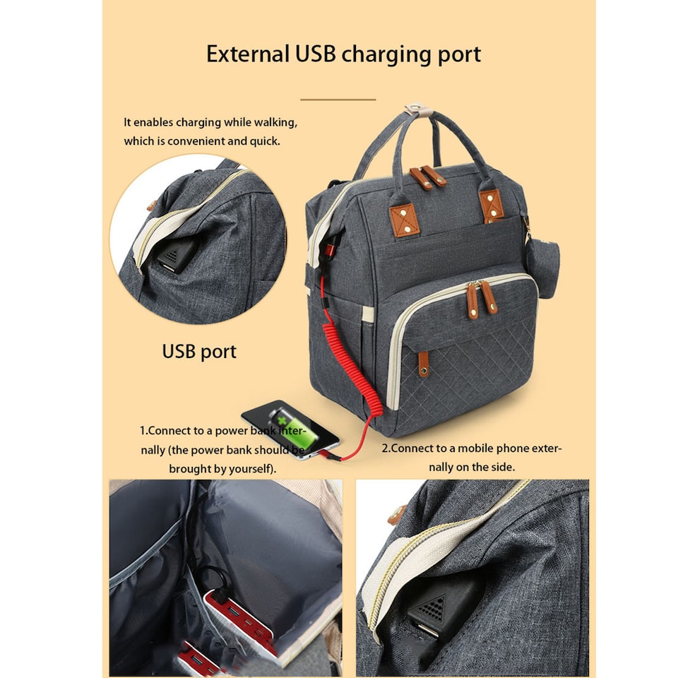 image 1 of Multifunctional Maternity and Baby Backpack for Outings | Grey | Dark Grey