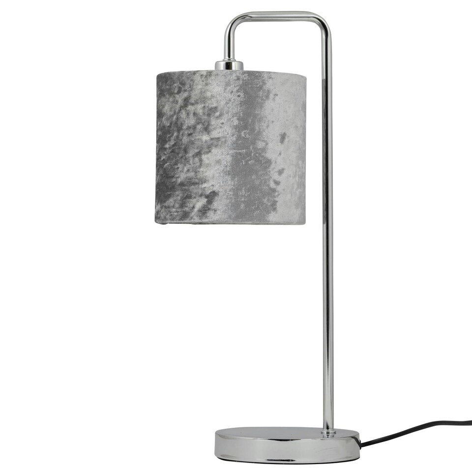 image 1 of Grey Crushed Velvet 15.5cm Table Lamp Shade Grey