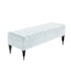 image 1 of 120cm Sierra Striped Ottoman Storage Bench with Black Turned Wooden Legs - White Plush Velvet Upholstered Shoes Bench