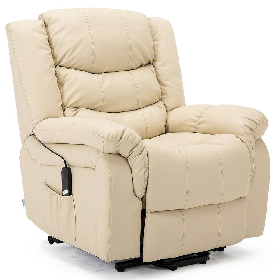 image 1 of Seattle Electric Single Motor Rise Recliner Bonded Leather Chair (Cream)