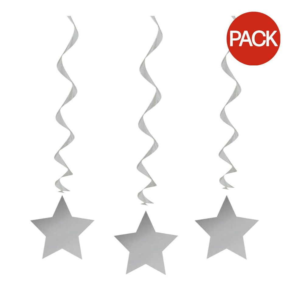 image 1 of Unique Party Star Swirls Decorations (Pack Of 3) - White - One Size