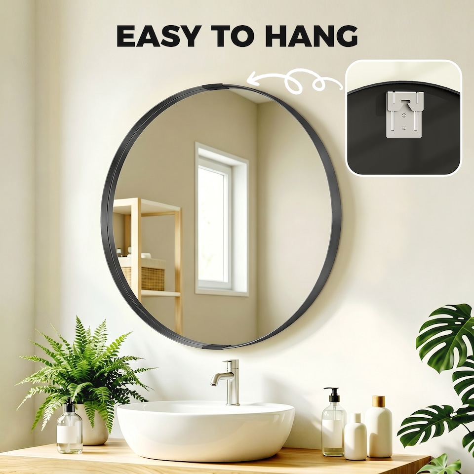 image 1 of HOMCOM Wall Mirror 61 cm, Wall Mounted Bathroom Mirror