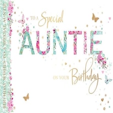 Words 'n' Wishes Traditional Auntie Birthday Card, Birthday Card for a Lovely Auntie, Multi-Coloured, 22 x 15.8 cms