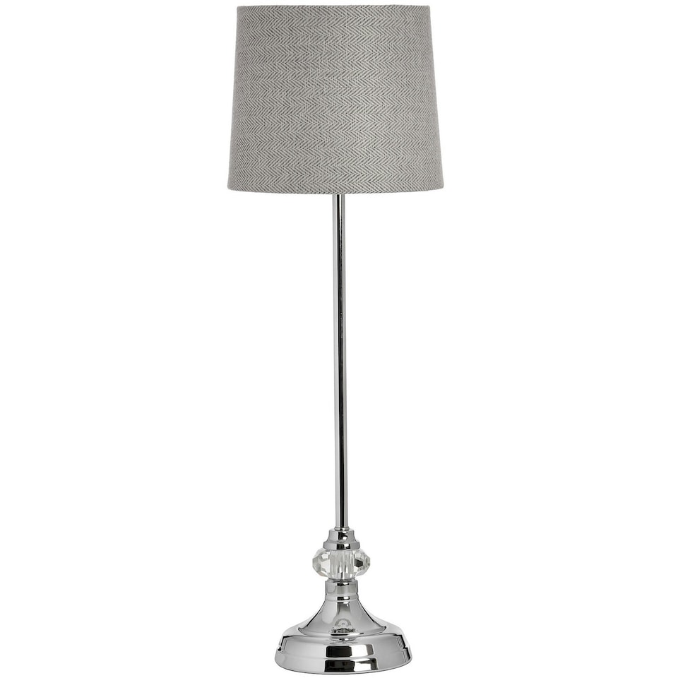 Hill Interiors Genoa Long Stem Chrome Metal Table Lamp - Grey/Clear/Silver - One Size