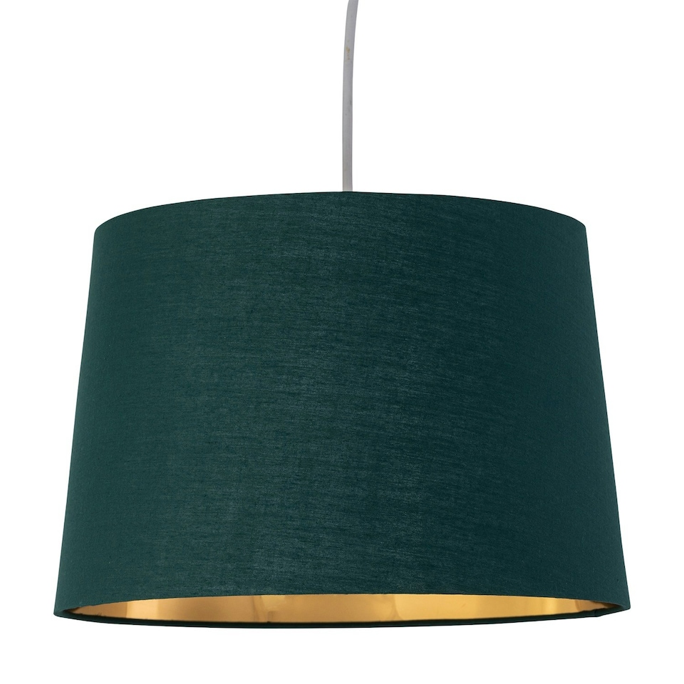 image 1 of Set of 2 Zoey - Dark Green with Gold Inner Easy Fit Pendant or Lamp Shades Green | Gold