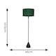 image 3 of ValueLights Mitch Forest Green Drum Lamp Shade Black Wood Stem Triangle Floor Lamp with Bulb Black