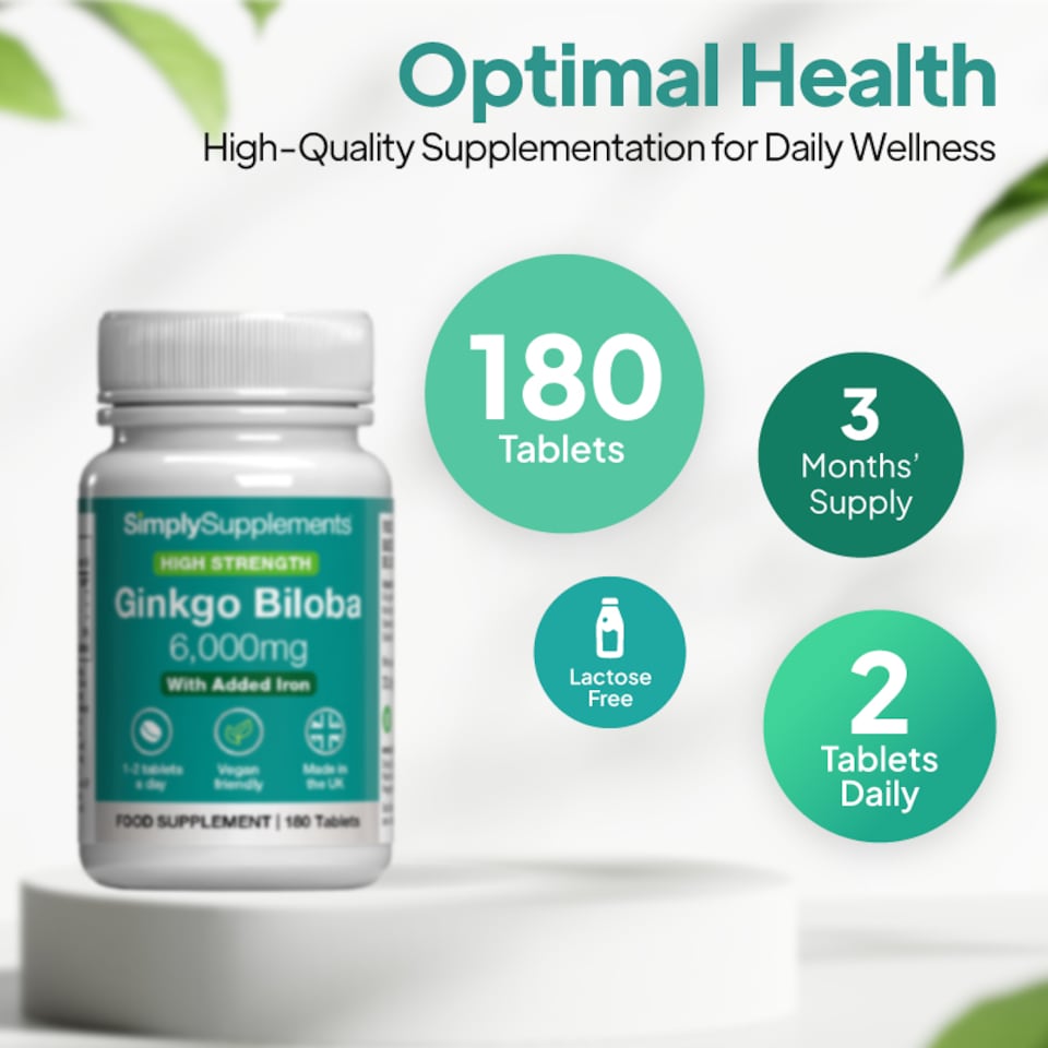 image 1 of Ginkgo Biloba 6,000mg - 180 Tablets