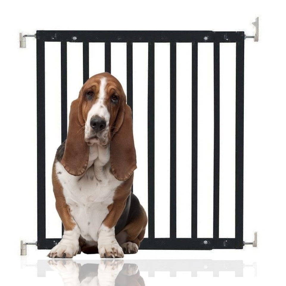 image 1 of Bettacare Chunky Wooden Screw Fit Dog Gate, 63.5cm - 105.5cm, Black, Wooden Dog Gate Gate, Screw Fit Pet Stair Gate, Puppy Gate