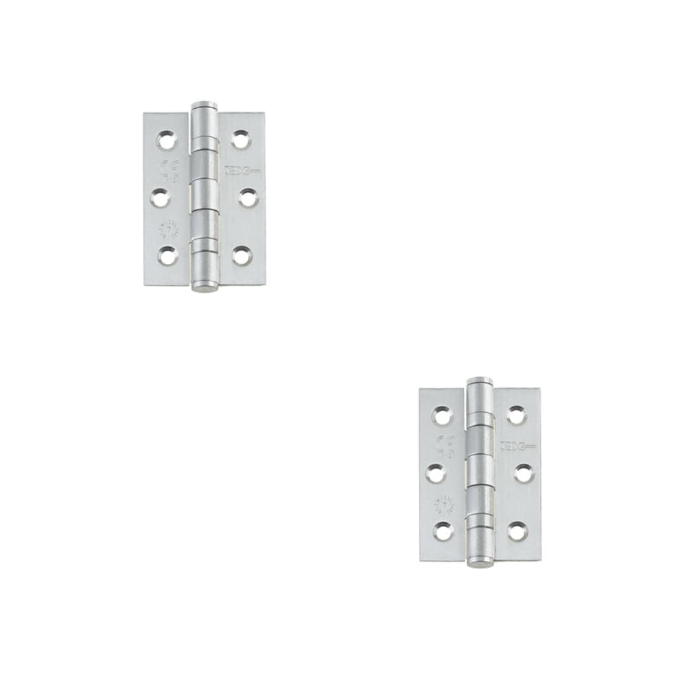 2 PACK Durable Stainless Steel Grade 7 Ball Bearing Hinge 76x50mm in Satin Finish - Door Hinges